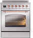 ILVE Nostalgie II 30" Electric Range, Stainless Steel, Copper Trim UPI304NMPSSP ILVE