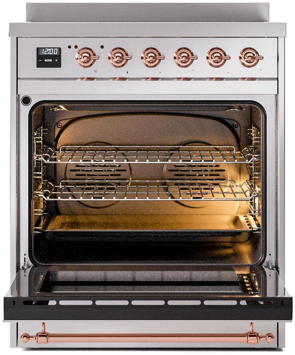 ILVE Nostalgie II 30" Electric Range, Stainless Steel, Copper Trim UPI304NMPSSP ILVE