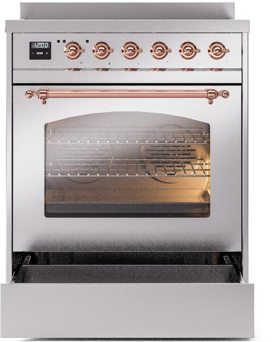 ILVE Nostalgie II 30" Electric Range, Stainless Steel, Copper Trim UPI304NMPSSP ILVE