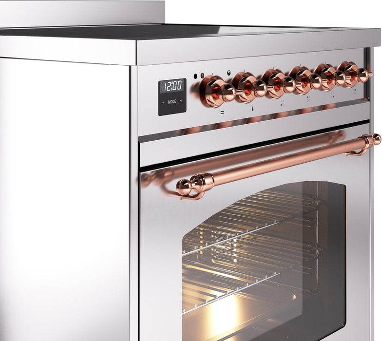 ILVE Nostalgie II 30" Electric Range, Stainless Steel, Copper Trim UPI304NMPSSP ILVE