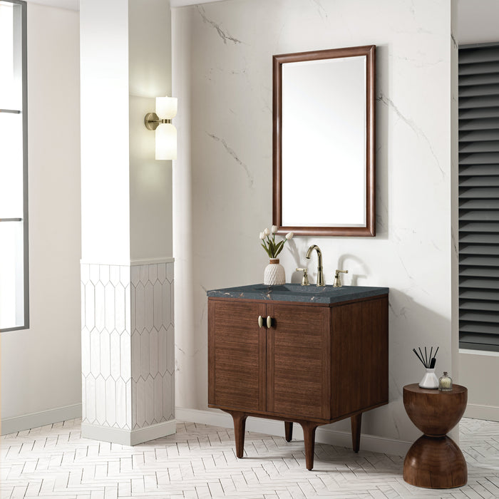 James Martin Amberly 30" Dual Mount Single Bathroom Vanity, Mid-Century Walnut