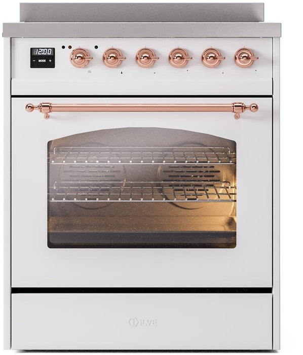 ILVE Nostalgie II 30" Electric Range, White, Copper Trim UPI304NMPWHP ILVE