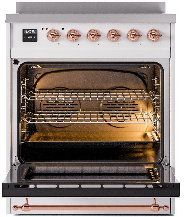 ILVE Nostalgie II 30" Electric Range, White, Copper Trim UPI304NMPWHP ILVE