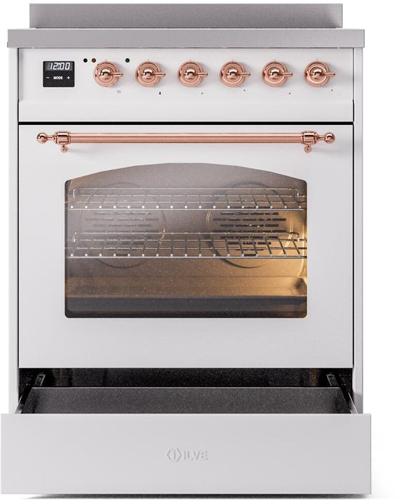 ILVE Nostalgie II 30" Electric Range, White, Copper Trim UPI304NMPWHP ILVE