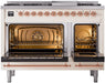 ILVE Nostalgie II 48" Dual Fuel Liquid Propane Range, Antique White, Copper Trim UP48FNMPAWPLP ILVE