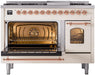 ILVE Nostalgie II 48" Dual Fuel Liquid Propane Range, Antique White, Copper Trim UP48FNMPAWPLP ILVE