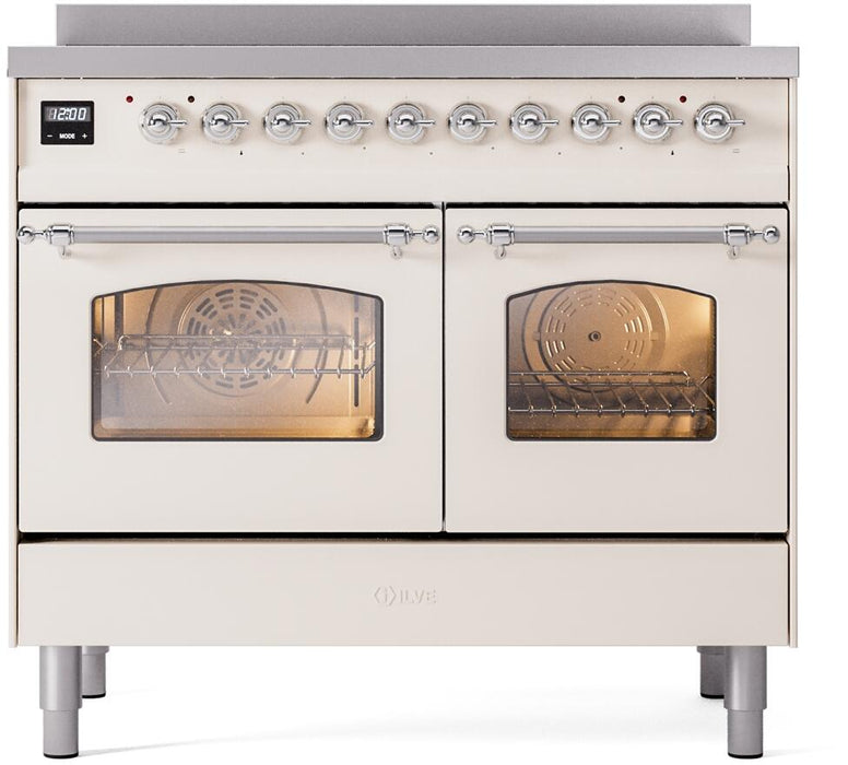 ILVE Nostalgie II 40" Electric Range, Antique White, Chrome Trim UPDI406NMPAWC ILVE