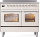 ILVE Nostalgie II 40" Electric Range, Antique White, Chrome Trim UPDI406NMPAWC ILVE