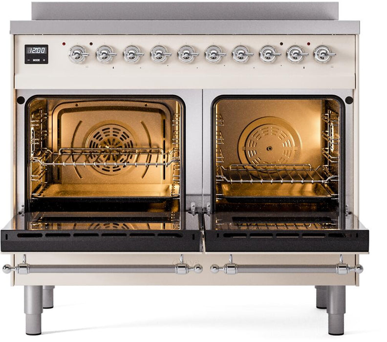 ILVE Nostalgie II 40" Electric Range, Antique White, Chrome Trim UPDI406NMPAWC ILVE