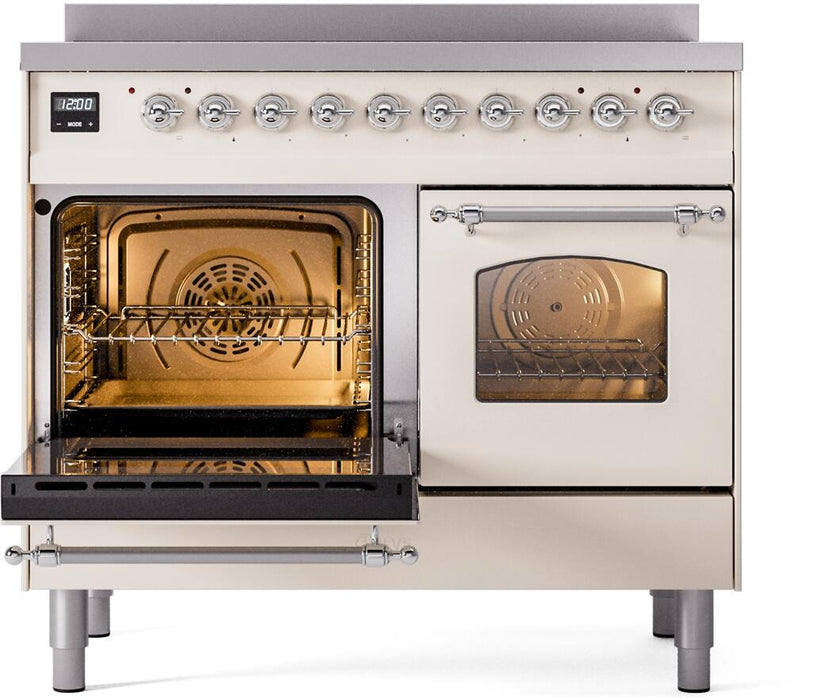 ILVE Nostalgie II 40" Electric Range, Antique White, Chrome Trim UPDI406NMPAWC ILVE