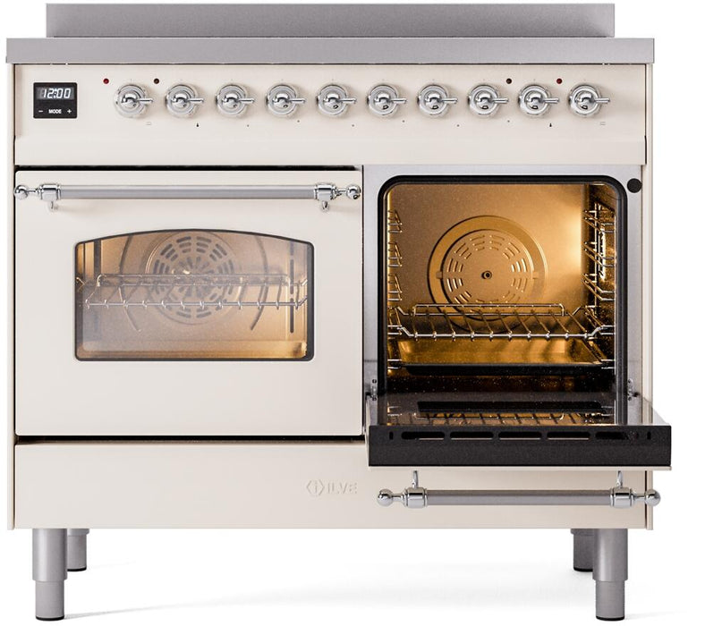 ILVE Nostalgie II 40" Electric Range, Antique White, Chrome Trim UPDI406NMPAWC ILVE