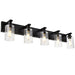 Farmhouse 5 - Lights Farmhouse Bathroom Vanity Light in Black Finish Wall Mount Lighting Fixtures with Seeded Glass for Mirror Cabinet Kitchen Bedroom - Farmhouse Kitchen and Bath