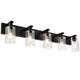 Farmhouse 5-Lights Farmhouse Bathroom Vanity Light in Black Finish Wall Mount Lighting Fixtures with Seeded Glass for Mirror Cabinet Kitchen Bedroom