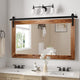 Farmhouse Barn Door Mirror - 39.4" X 23.6" Rustic Wood Framed Wall Mirror for Bathroom, Living Room, Bedroom Wall Decor (Brown)