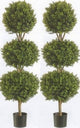 Farmhouse Two 56 Inch Artificial Boxwood Triple Ball Trees Potted