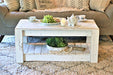 Farmhouse White Farmhouse Coffee Table with Shelf - Farmhouse Kitchen and Bath