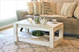 Farmhouse White Farmhouse Coffee Table with Shelf - Farmhouse Kitchen and Bath