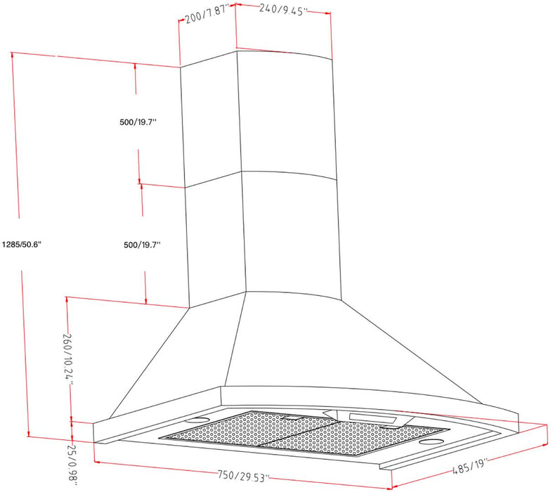 Forno 30-Inch Campobasso Wall Mount Range Hood FRHWM5010-30 Forno