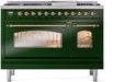 ILVE Nostalgie II 48" Dual Fuel Liquid Propane Range, Emerald Green, Brass Trim ILVE UP48FNMPEGGLP ILVE