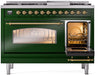 ILVE Nostalgie II 48" Dual Fuel Liquid Propane Range, Emerald Green, Brass Trim ILVE UP48FNMPEGGLP ILVE