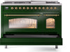 ILVE Nostalgie II 48" Dual Fuel Liquid Propane Range, Emerald Green, Brass Trim ILVE UP48FNMPEGGLP ILVE