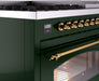 ILVE Nostalgie II 48" Dual Fuel Liquid Propane Range, Emerald Green, Brass Trim ILVE UP48FNMPEGGLP ILVE