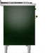 ILVE Nostalgie II 48" Dual Fuel Liquid Propane Range, Emerald Green, Brass Trim ILVE UP48FNMPEGGLP ILVE