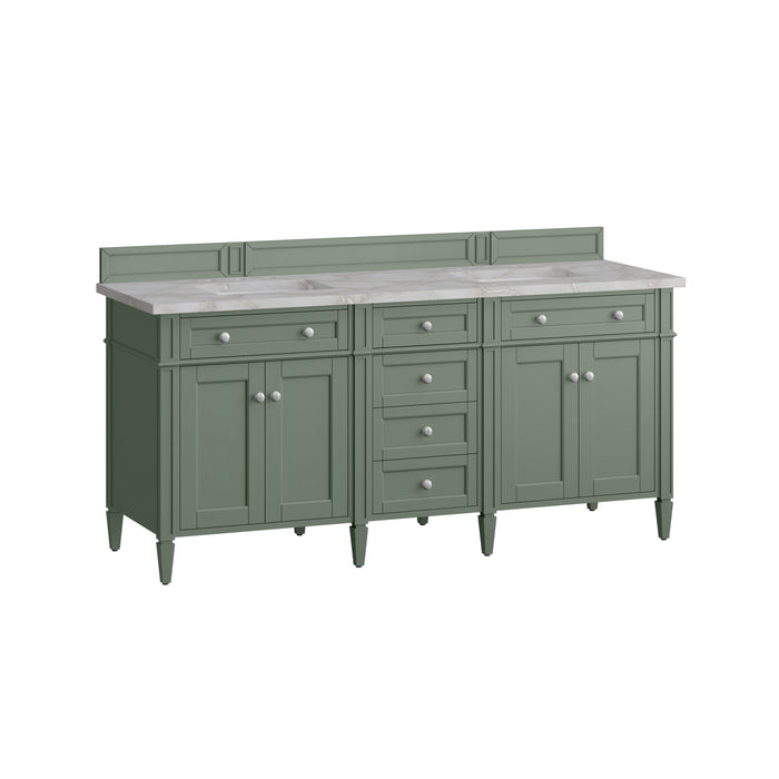 James Martin Brittany 72" Double Bathroom Vanity, Smokey Celadon