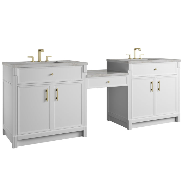 James Martin Bellshire 96" Double Bathroom Vanity, Bright White