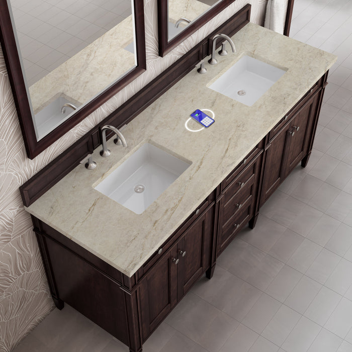 James Martin Brittany 72" Double Bathroom Vanity, Burnished Mahogany