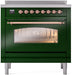 ILVE Nostalgie II 36 " Electric Range, Emerald Green, Copper Trim UPI366NMPEGP ILVE