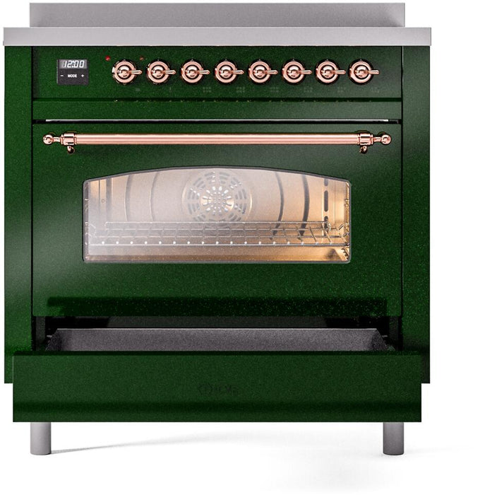 ILVE Nostalgie II 36 " Electric Range, Emerald Green, Copper Trim UPI366NMPEGP ILVE