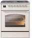 ILVE Nostalgie II 30" Dual Fuel Natural Gas Range, Antique White, Chrome Trim UP30NMPAWC ILVE