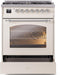 ILVE Nostalgie II 30" Dual Fuel Natural Gas Range, Antique White, Chrome Trim UP30NMPAWC ILVE