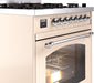 ILVE Nostalgie II 30" Dual Fuel Natural Gas Range, Antique White, Chrome Trim UP30NMPAWC ILVE