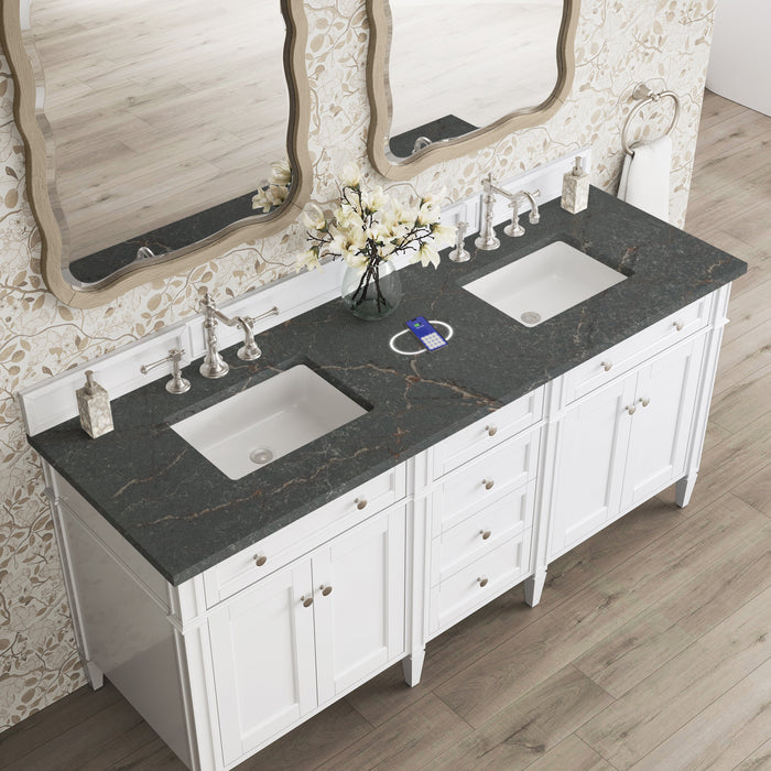 James Martin Brittany 72" Double Bathroom Vanity, Bright White