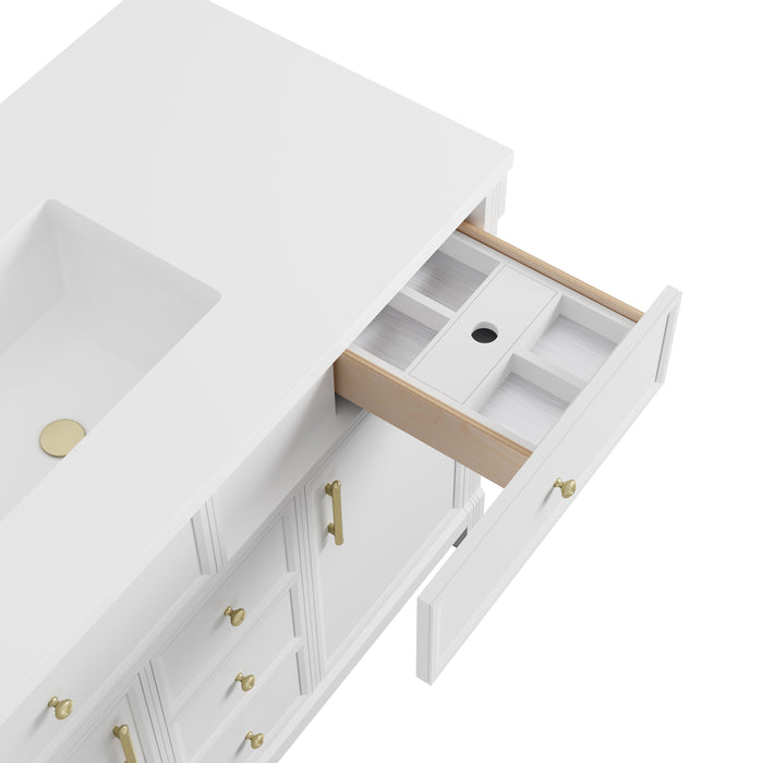 James Martin Bellshire 120" Single Bathroom Vanity, Bright White