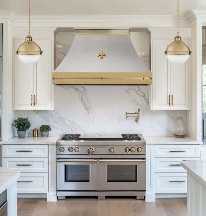 Custom Stainless Steel Kitchen Hoods with with Fleur de Lis