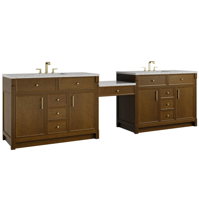 James Martin Bellshire 120" Double Bathroom Vanity, Honey Oak