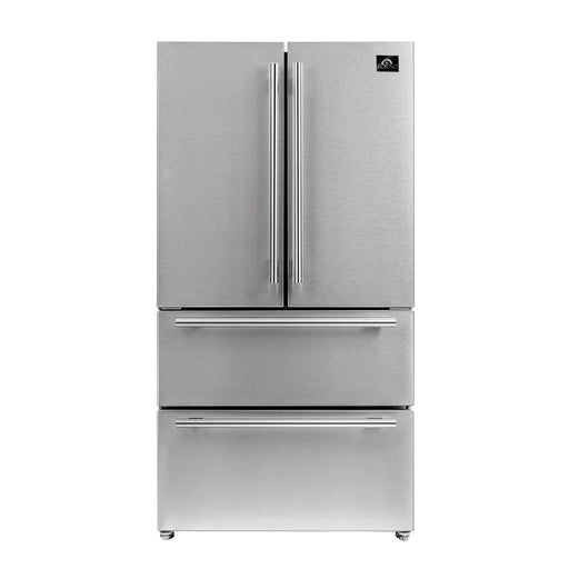 Forno Moena - 36 in. French Door Counter Depth Refrigerator in Stainless Steel FFRBI1820-36SB Forno