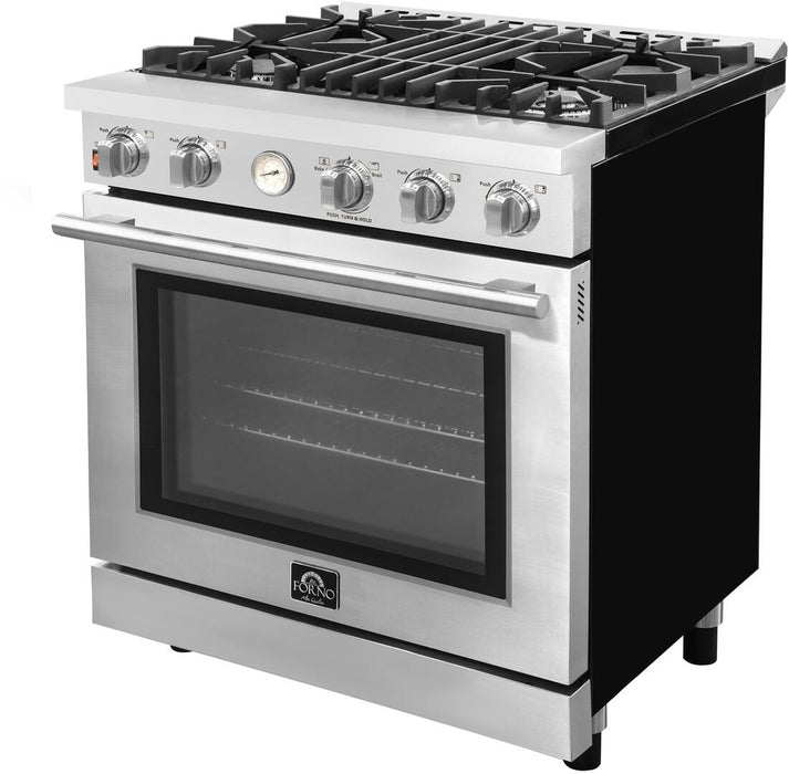 Forno Alta Qualita - 30 in. ft. Pro - Style Range, Gas Stove, and Gas Oven, Stainless Steel, FFSGS6228 - 30S - Farmhouse Kitchen and Bath