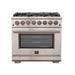 Forno Capriasca - 36 in. Titanium Professional Freestanding Dual Fuel Range in Stainless Steel, FFSGS6187 - 36 - Farmhouse Kitchen and Bath