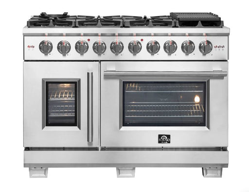 Forno Capriasca 48 in. French Door Freestanding All Gas Range, Stainless Steel, FFSGS6460 - 48 - Farmhouse Kitchen and Bath