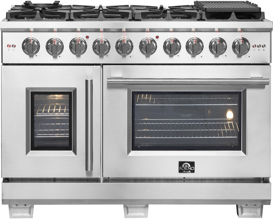 Forno Capriasca 48 in. French Door Freestanding All Gas Range, Stainless Steel, FFSGS6460 - 48 - Farmhouse Kitchen and Bath