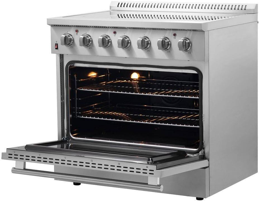 Forno Galiano 36" Electric Range, Convection Oven, Stainless Steel, FFSEL6083 - 36 - Farmhouse Kitchen and Bath