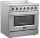 Forno Galiano 36" Electric Range, Convection Oven, Stainless Steel, FFSEL6083 - 36 - Farmhouse Kitchen and Bath