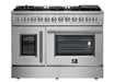 Forno Galiano 48 in. 6.58 cu. ft. Left Swing Door Freestanding Dual Fuel Range with Gas Stove and Electric Oven in Stainless Steel, FFSGS6356 - 48 - Farmhouse Kitchen and Bath