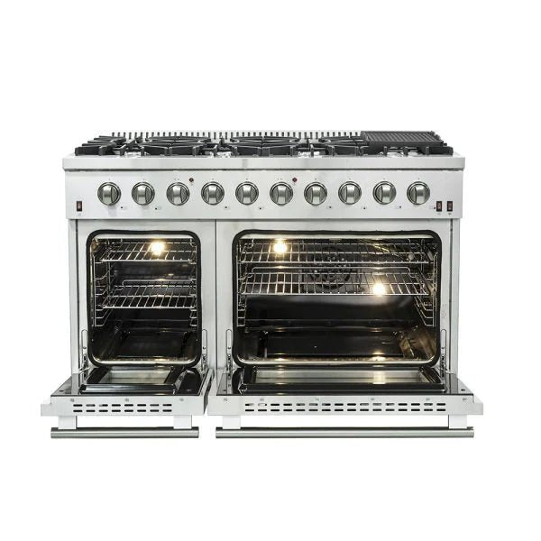 Forno Galiano Professional - 48 in. Range with Gas Stove and Gas Oven, Stainless Steel, FFSGS6244 - 48 - Farmhouse Kitchen and Bath