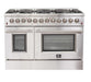Forno Galiano Professional - 48 in.Dual Fuel Range, Gas Stove, and Electric Oven, Stainless Steel FFSGS6156 - 48 - Farmhouse Kitchen and Bath