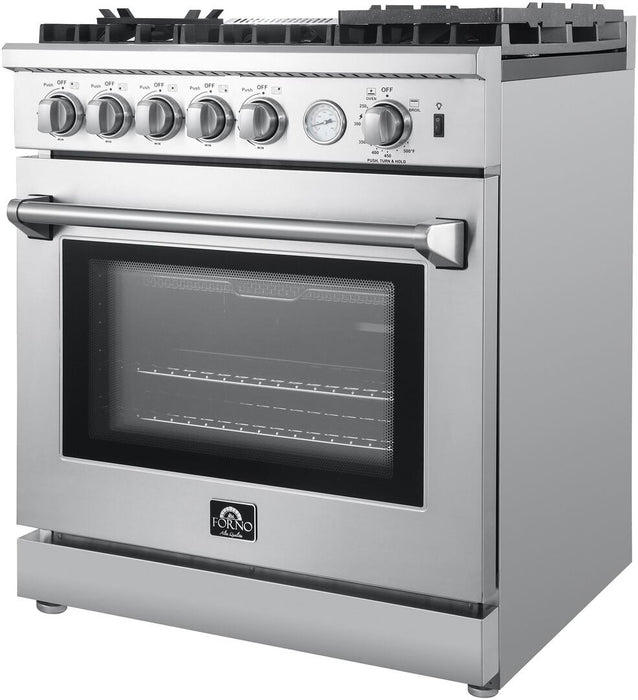 Forno Lazio - 30 in. All Gas Range with 5 Sealed Burner, Air Fryer Basket, and Griddle in Stainless Steel, FFSGS6276 - 30 - Farmhouse Kitchen and Bath